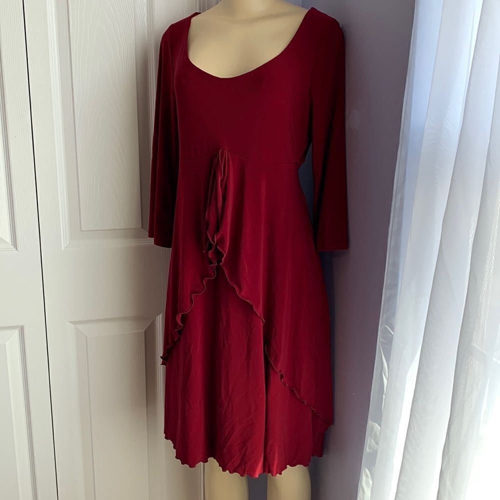 Motherhood Maternity Midi 3/4 Sleeves Dress M Red